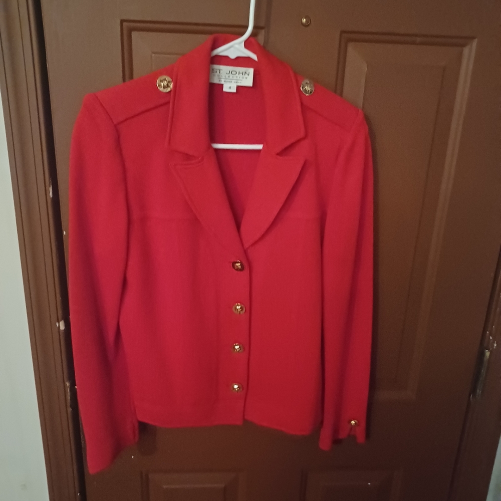 St. John Collection Marie Gray Knit Jacket Size 4